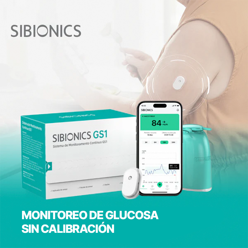SIBIONICS CGM GS1 - Sistema de monitoreo continuo de glucosa en casa + Termómetro de regalo